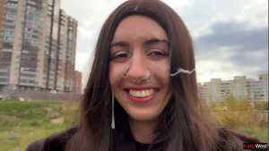 Stranger Came Massively On My Face In Car After Helping Fix It – Crazy Public CUMWALK