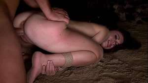 Tiffany’s cunt fucked hard, while she tied in shibari bondage, adn she drinks semen, because she loves it to swallow.