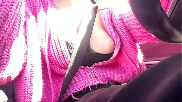 Italiana big tits Milf Artemisia Love Sexy car ride flashing her juicy tits