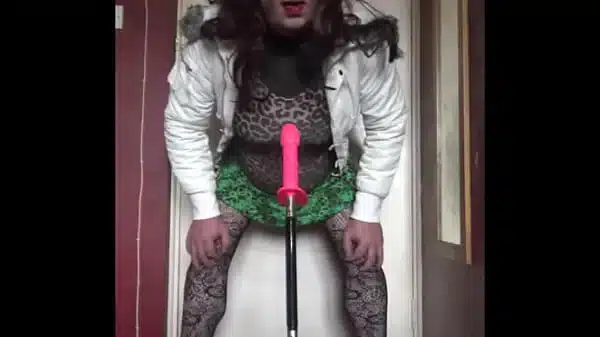 bisexual crossdresser wants to be filmed while getting his anal pussy fucked by a real cock instead of this dildo machine fucking him part 36