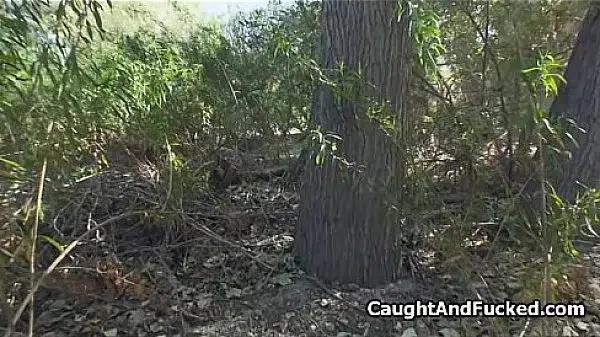 Hot blonde in the woods is ready to get dicked