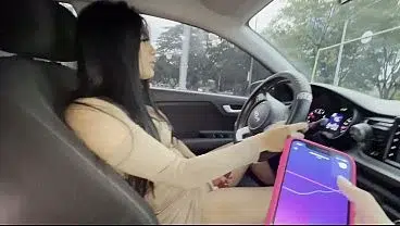 I’m trying out the awesome toy my girlfriend gave me in the car – May Hernandez