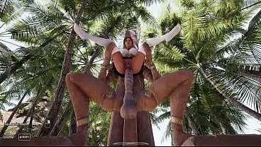 Lara Croft is a good girl because she takes the statue’s fat dick in her ass. 3D Hentai Game