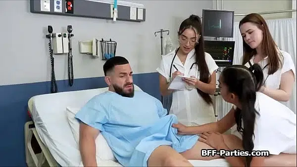 Three docs sharing a big dick during check up